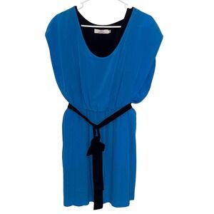 Robert Rodriguez Dress Sheath Blue Black Belted Sleeveless Size 4